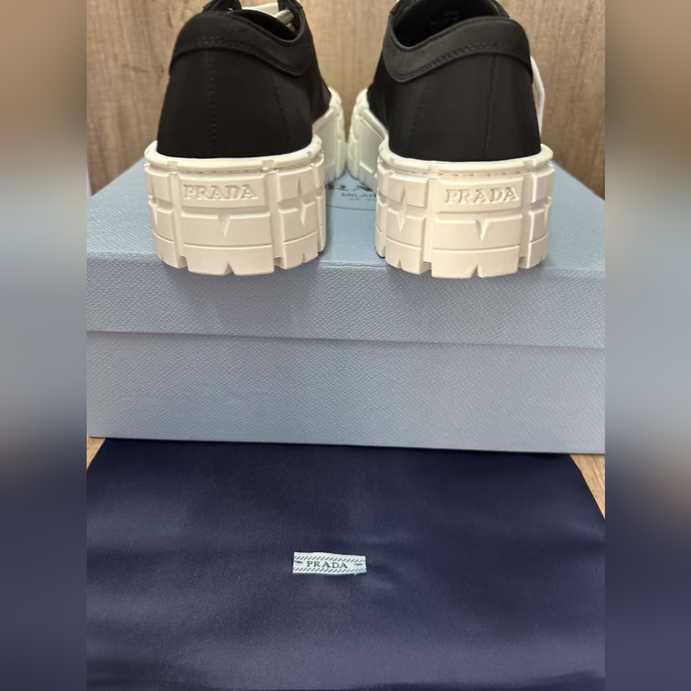 Prada Women's Black and White Sneakers - Picture 5 of 6
